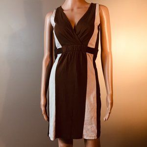 LOFT XS Brown and Ivory Striped Mini Dress Extra Small